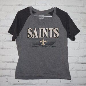⚜️ NFL Team Apparel “SAINTS” Tee · Women’s M · Gray/Black